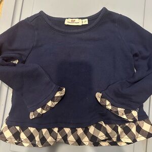 Vineyard Vines Navy Kids Top with Checkered Accents, size 2t